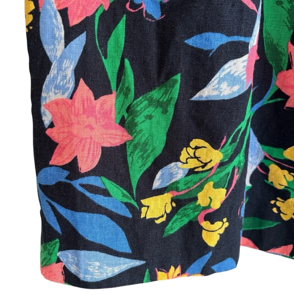 J. Crew Factory Linen Blend Floral Skirt Size 18 Pull-On Tropical Resort